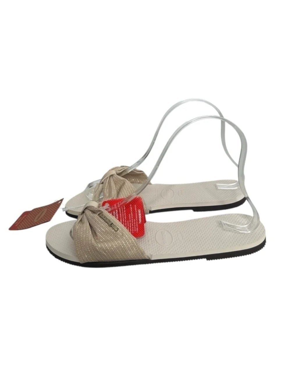 Havaianas You St. Tropez Metallic Shine Sandals Flip Flops Beige Women's 7/8